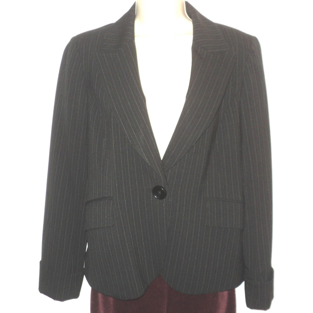 Lafayette 148 Sz 2 Blazer Black, Silver Pin Stripe